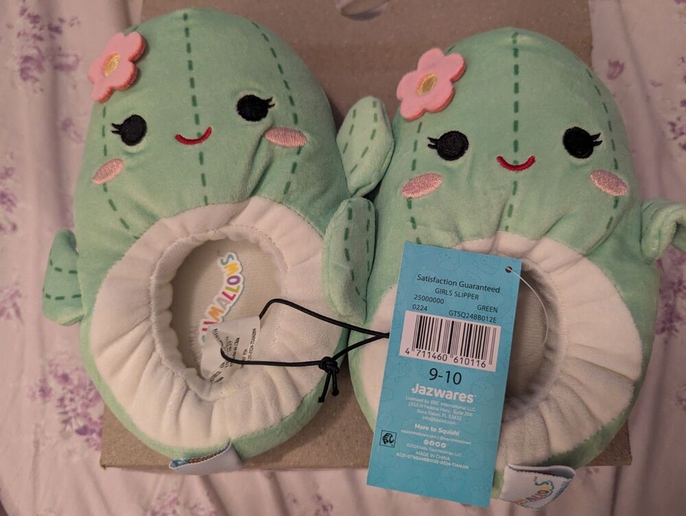 Original Squishmallows Maritza The Cactus Toddler Girls Slippers Size 9-10/New